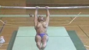 Workout of my nude sporty student babe on homemade video