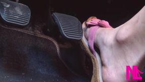 Pedal Pumping in Pink Wedges/flip Flops
