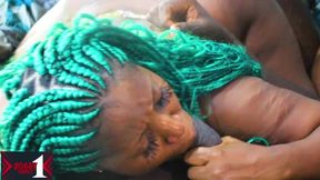 Ebony couple and white lovers fuck in public room