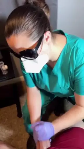 Sperm bank nurse in Nashville strokes my sample out and collects it