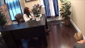 Foot worship turned footjob at the office!