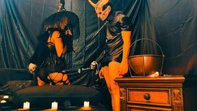 Witch Is Fed Up With Sex Toys On Halloween And Summons A Demon To Get Fucked - Huge Cumshot
