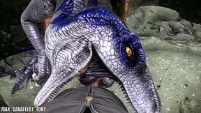 Mighty Warrior Tames Savage Raptor Pack in Steamy Prehistoric Showdown