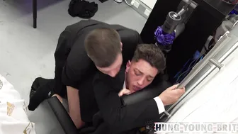 Hung British model gets bent over the desk for bareback office sex