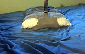 Blonde crossdresser riding vibrator