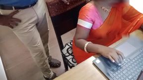 Wife Fucks Manager in Office Transparent Saree