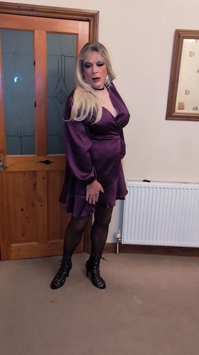 Purple Satin, Tits &amp; Cum