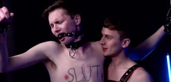 Thin twink endures rough maledom perversions in a bondage play