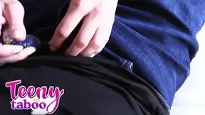 All-natural student with natural knockers gets a creamy sucking
