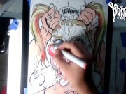 When She Manages to Fit Your Cock & Balls in Her Mouth at The Same Time - Cumshot Drawing Timelapse