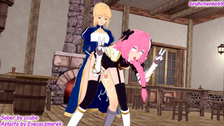 Fate: Saber with strapon destroy Astolfo boypussyg