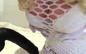 Misty fucks huge black dildo