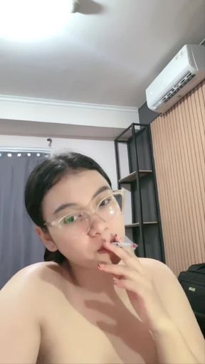 Asian girl stripping her underwear keeps stroking