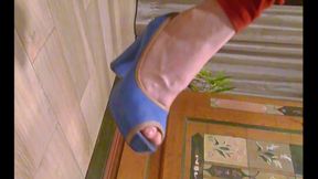 Worshipping Her Blue High Heels