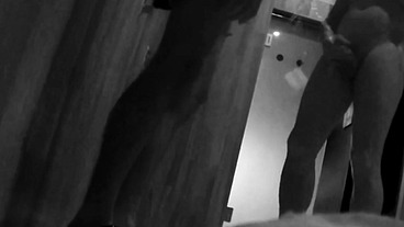 Shy son gets pissed on by stepdad in the pool's public showers