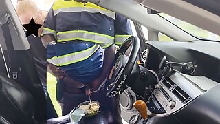OMG!!! Female customer caught the food Delivery Guy  jerking off on her Caesar salad  (in Car)