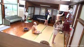 Japanese Sauna Hosts Steamy Group Encounter with Gorgeous Girls 18+