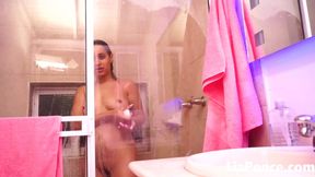 Hot latina teen showers and shows off tits