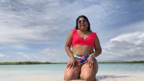 Balbina Ebony big foot soles Goddess in the Beach with JOI