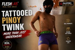 MORE THAN JUST UNDERWARE: Tattooed Pinoy Twink Jerks Off Raw Inside Cemetery