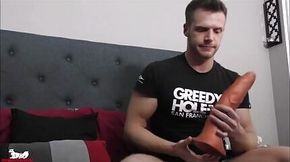 Sexy Furry Beefcake takes a huge dildo