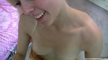 OLD HORNY FUCKS MY BLONDE BESTFRIENDS AND SHE EAT HIS CUM