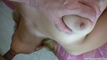 OLD HORNY FUCKS MY BLONDE BESTFRIENDS AND SHE EAT HIS CUM