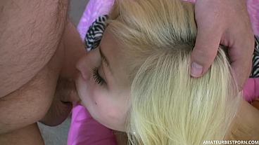 OLD HORNY FUCKS MY BLONDE BESTFRIENDS AND SHE EAT HIS CUM