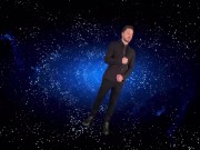 Giant growth - business man outgrows the entire universe