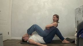 She sit on me full weight and press my face with her feet bb