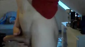 Amateur twink strokes his hard cock in a solo masturbation session