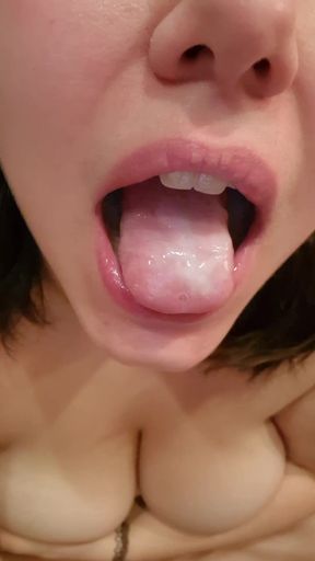 close up cum play and swallow