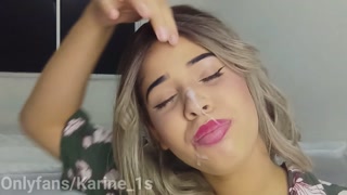 2023 Cumshot in Cara &amp; Swallow Compilation - Karine ft Felipe