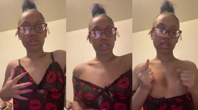 Cute light skin ebony girl gets titty fucked JOI