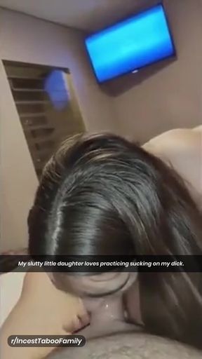 Daddy's secret taboo teen blowjob session with family friend