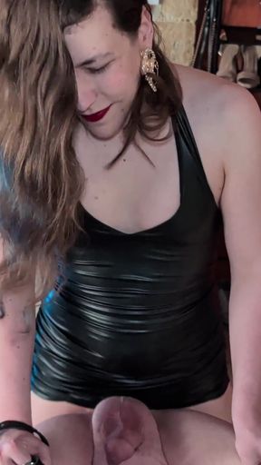 Domina Trans fucks her inexperienced submissive whom she turned into an obedient and deviant slut   Clip 2