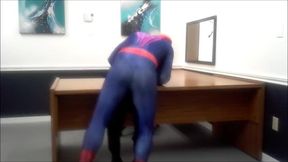 spiderman tears up robber he finds in an office