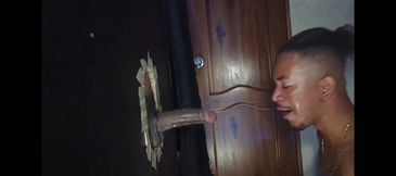 Black cock in Glory hole gets me stuck