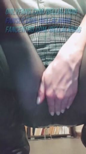 Teacher squirts through pantyhose during class totally soaking her leather boots (lovense control)