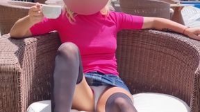 Stranger Control Pussy in Cafe with Sex Toy