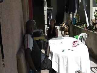 A Large Ebony Jock Is Screwing a Golden-haired mother I'd like to fuck on the Terrace.