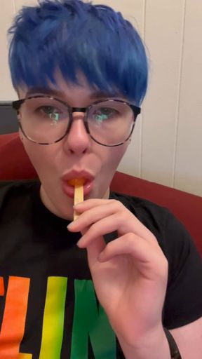 finishing off a popsicle :-)