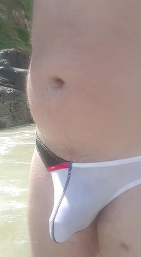 White wet g string beach
