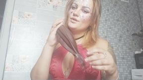 Val blow and pop with pump big red balloon