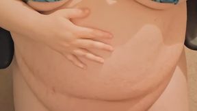 Feedee burger stuffing in little bikini