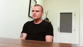 Watch this skinny guy get his ass pounded in public by a horny scout