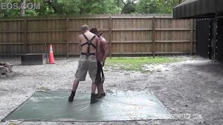 Backyard restrain bondage with Dean Daniels and Preston Lee