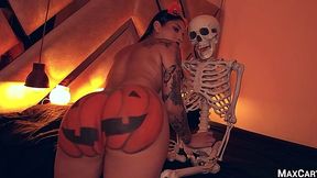 A Skeleton Reincarnates Into a Horny Macho To Please a Anal-fuck-longing Curvy Busty Latina Hottie