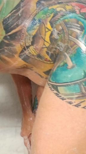 Emotional moment from &quot;Ku In The Shower Tattooed Woman Masturbates With Vaginal Dildo And Anal Squirting 💦&quot;
