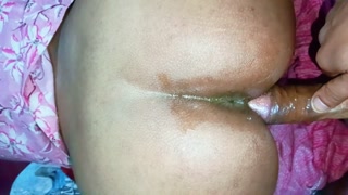 Indian bhabhi hard-core tight ass fucking video doggy style position with Hindi audio moaning